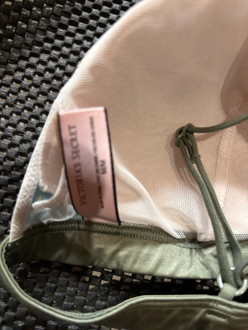 2 for $25- Victorias Secret Triangle Bra in Olive with Pink & Blue Accents - Picture 4 of 4